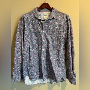 Mens Society of Threads Paisley Blue and‎ Pink Button Down Shirt XL
